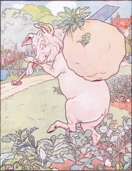 Das kleine Schwein stand um fünf Uhr auf und holte die Rüben